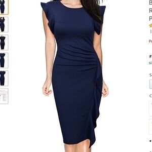 MIUSOL Navy blue flutter sleeve dress Size S